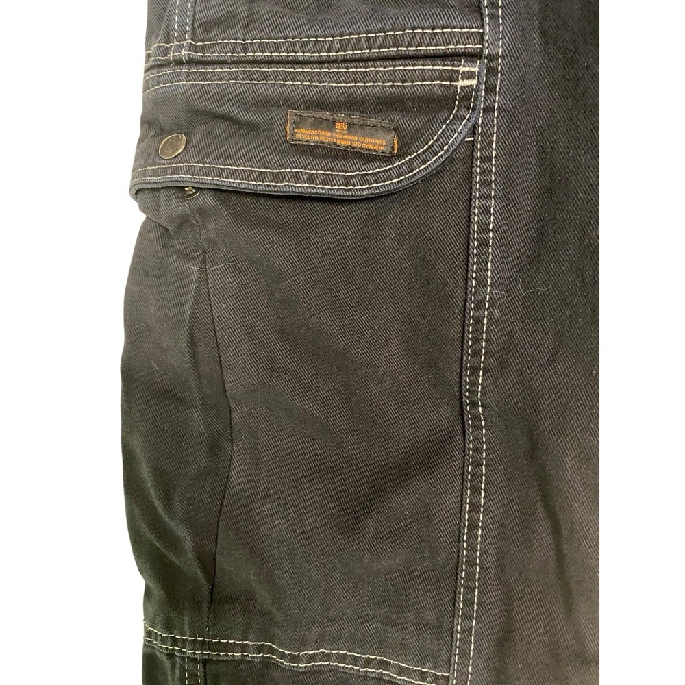 BDG Urban Outfitters Contrast Stitch Cargo Pants Wide Leg Black 29 Y2K Skater - Picture 5 of 11